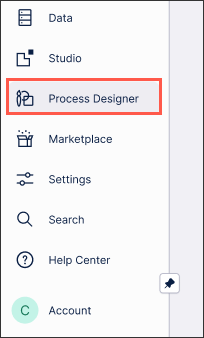 Image showing Process Designer as a main menu item on the Celonis Platform Navigation bar