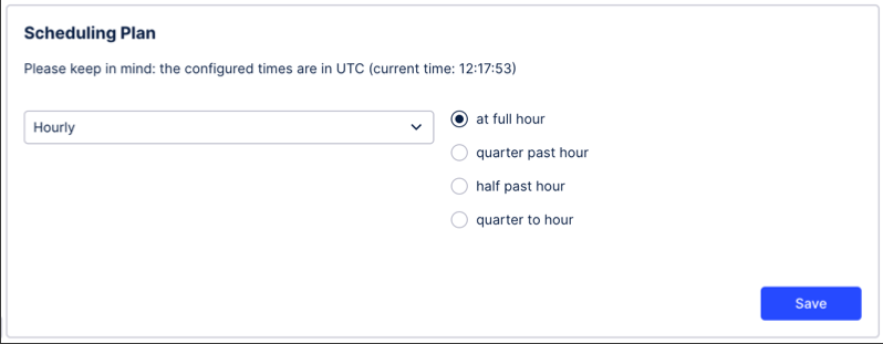 A screenshot showing a scheduling plan window