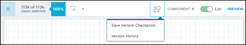 Drop down menu showing the Save Version Checkpoint option.