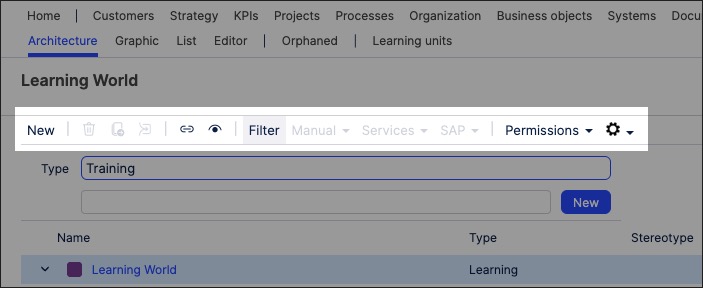 A screenshot showing how to edit learning objects in Process Designer.