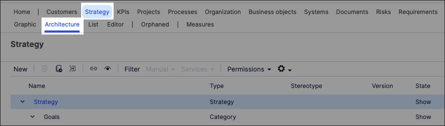 A screenshot showing how to create strategy objects and graphics in process designer.