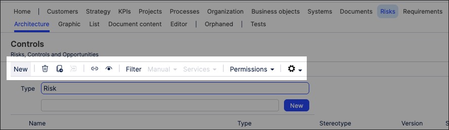 A screenshot showing how to create risk objects in process designer.