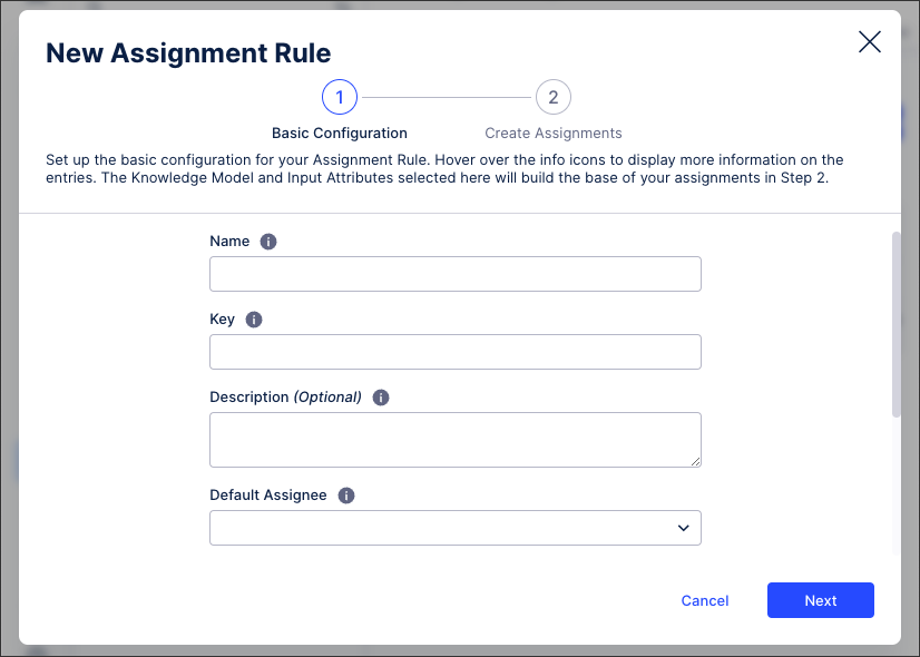 A screenshot showing how to create an assignment rule using the wizard.