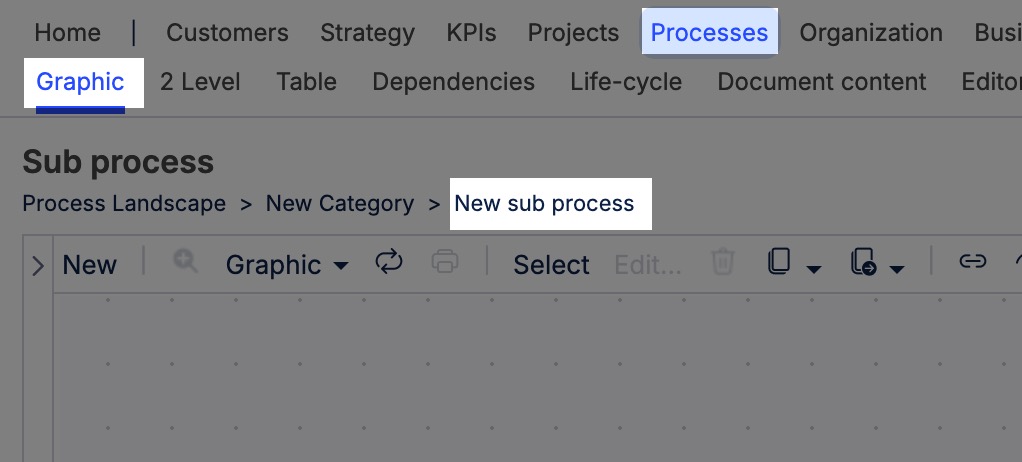 A screenshot showing how to add a process graphic to your process.