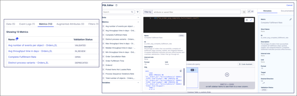 Screenshot of the PQL editor accessed from the new Knowledge Model asset editor