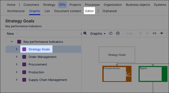 A screenshot showing how to create KPI graphics in Process Designer.