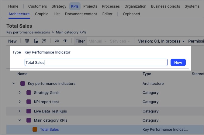 A screenshot showing how to create KPIs in Process Designer.
