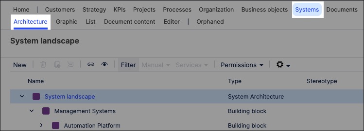 A screenshot showing how to create systems objects and graphics in process designer.