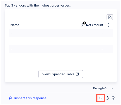 Screenshot of a sample response from a Process Copilot with the Regenerate button highlighted.