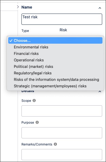 A screenshot showing how to create risk objects in process designer.