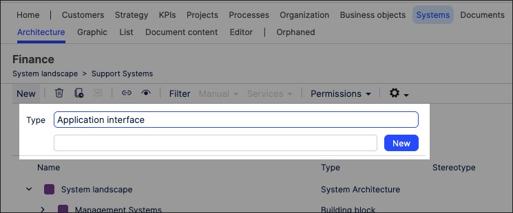 A screenshot showing how to create systems objects and graphics in process designer.