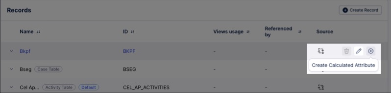 A screenshot showing how to add an augmented attribute within the records area of your knowledge model.