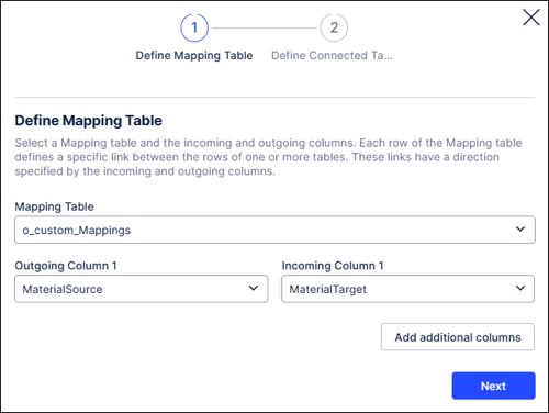 a screenshot of the Celonis UI showing how to define the mapping table.
