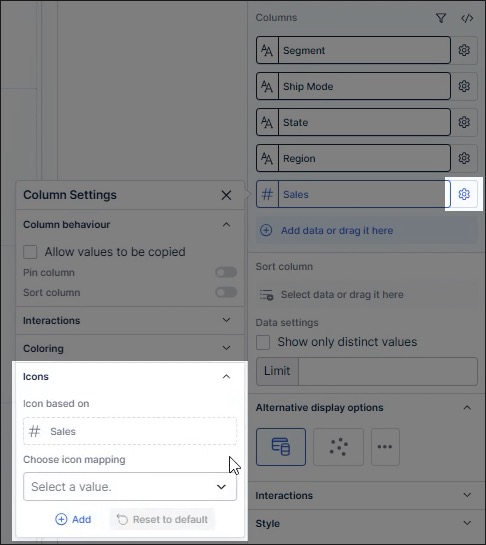 A screenshot showing how to map icons in View components.