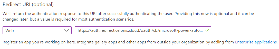 Redicrect UI popup with Celonis details provided
