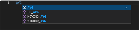 Screenshot showing the suggestion feature in the PQL Editor.