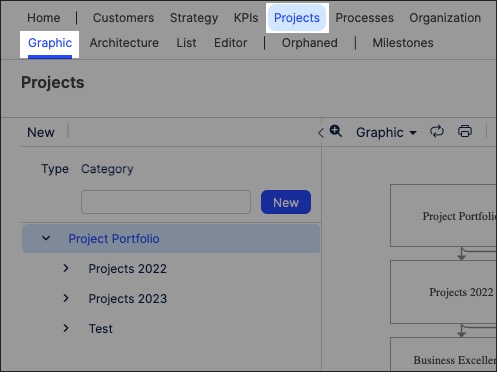 A screenshot showing how to create and manage projects in Process Designer.