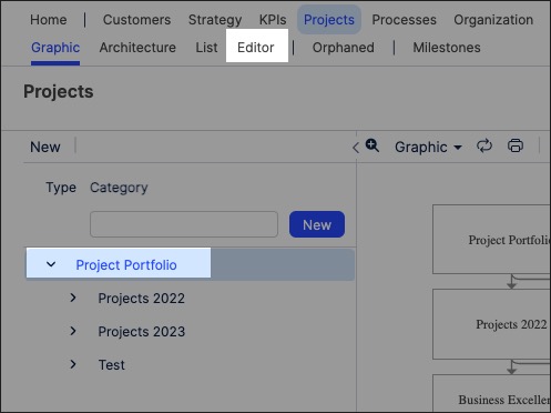 A screenshot showing how to create and manage projects in Process Designer.
