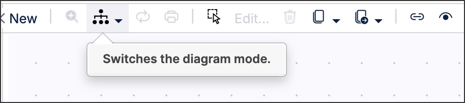 A screenshot showing how to switch between diagram modes.