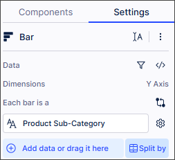 Image of the settings panel displaying the split by option