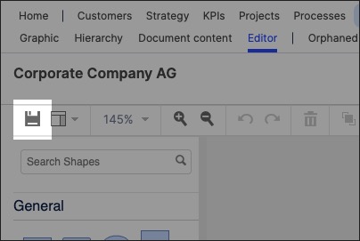 A screenshot showing how to save your graphic in Process Designer.