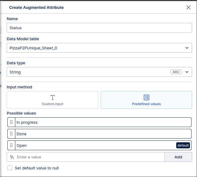 A screenshot showing the configuration options for an augmented attribute.