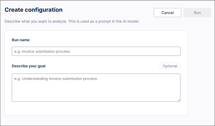 Screenshot showing the Create configurtionscreen with the fields that need to be completed
