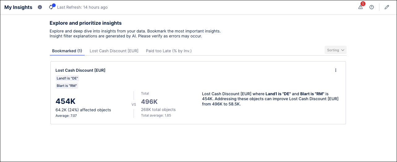Screenshot showing an example of the type of insights generated by Insight Explorer.