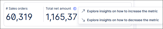 KPI list component displaying options to increase or decrease the KPI metric.