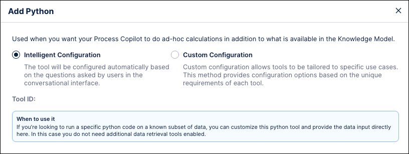 Screenshot of the Add Python screen showing the two configuration options available.