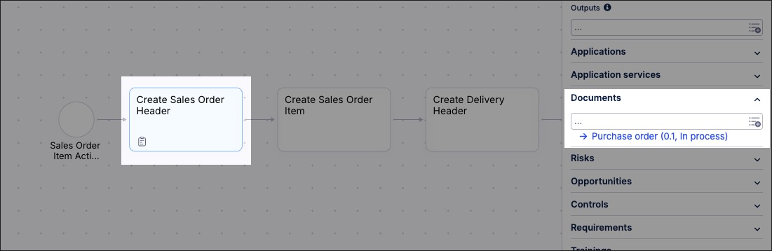 A screenshot showing how to manage document objects in Process Designer.