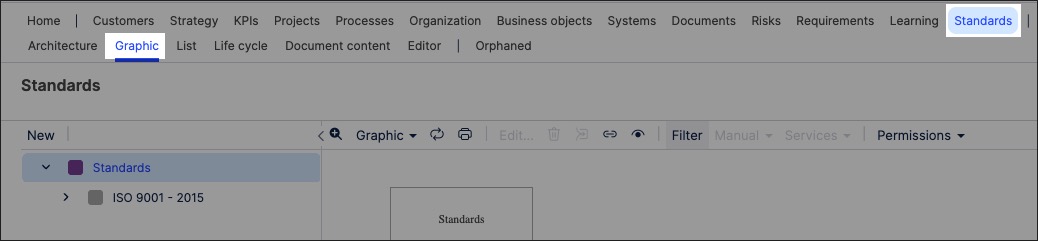 A screenshot showing how to create standards graphics in process designer.