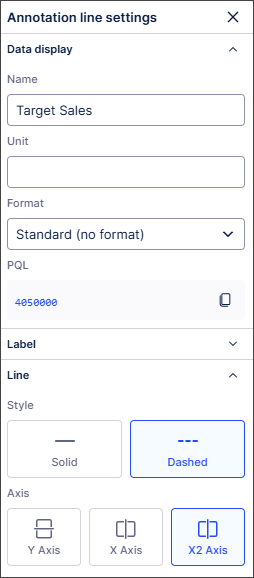 Image showing the Annotation line settings panel with the option to switch between primary and secondary axes