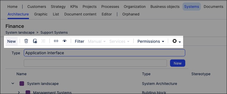 A screenshot showing how to create systems objects and graphics in process designer.