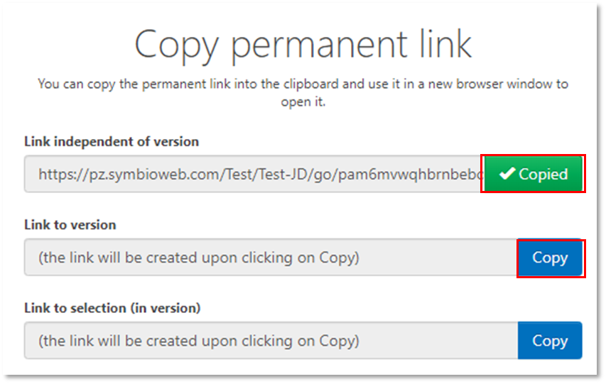 Copy permanently valid link