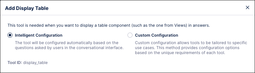 Screenshot showing an example of the configuration options available when activating a tool.