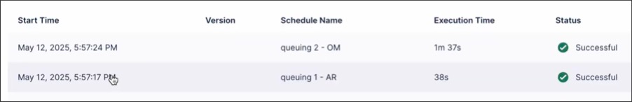 In this example, a 'Sales Order' object is being used in both the Accounts Receivable (AR) and Order Management (OM) processes. These data jobs are scheduled to run at the same time:
