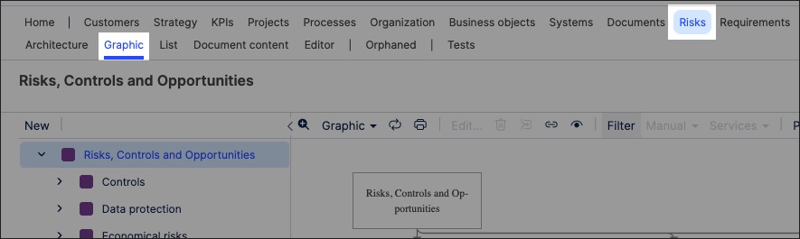 A screenshot showing how to create risk graphics in process designer.
